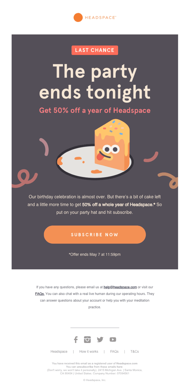 A picturesque email by Headspace