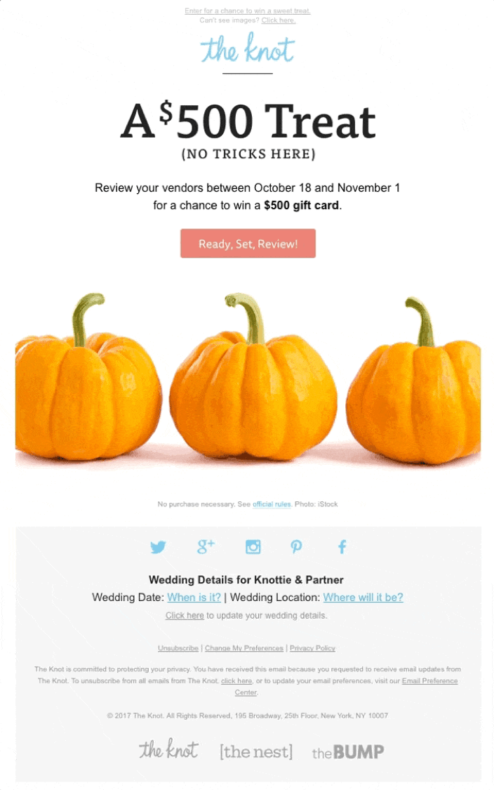 An engaging email CTA by The Knot